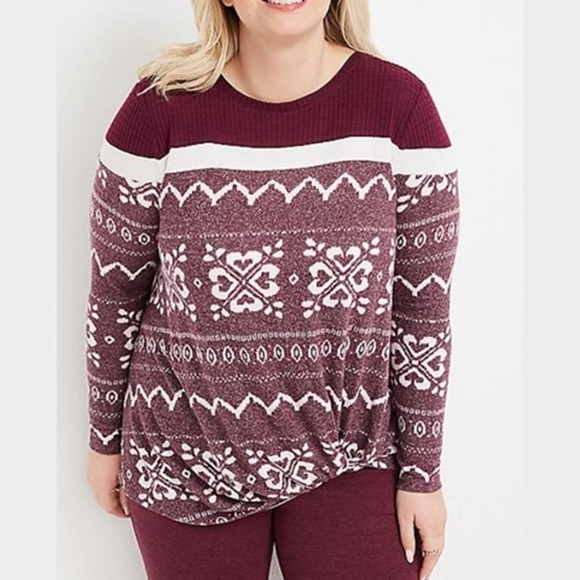 Maurices Women's Plus Size XXL Fair Isle Red Holiday Winter‎ Sweater - Picture 1 of 10